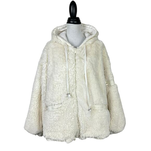 Free People Movement | Take a Moment Ivory Faux Fur Hooded Oversized Jacket - Picture 4 of 16